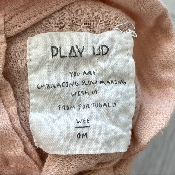 Play Up Cotton Gauze Collared Bib One Piece Bodysuit Pink (newborn 0m) - Picture 3 of 4